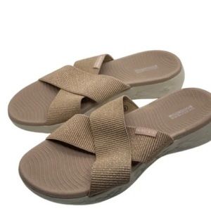Skechers Goga Mat Womens On The Go 600 Glistening Pink Slide Slippers Size 9